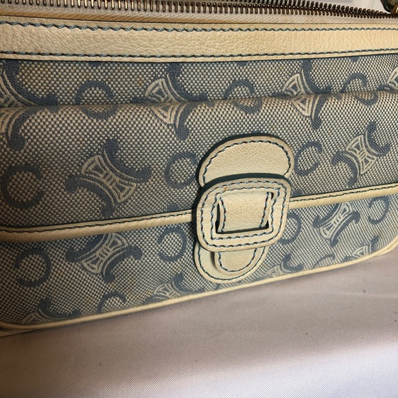 CELINE Vintage Elegant Blue and Cream Shoulder Bag - Picture 2 of 8